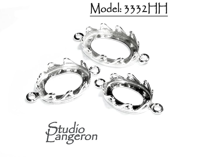 925 Sterling Silver Oval Bezel Cups with 2 loops, size 10x14, 12x16, 13x18 mm, Setting, bezel cup, Oval Bezel cup, Jewelry making - 1 piece