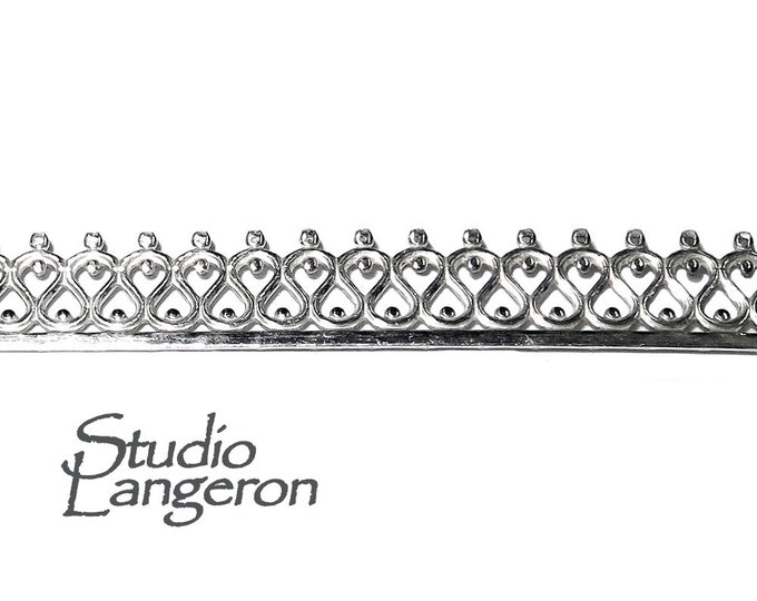 935 Argentium Silver Bezel wire, Gallery wire, Gallery ribbon, Gallery pattern, Argentium silver, Jewelry making - 4 inch (10 cm)