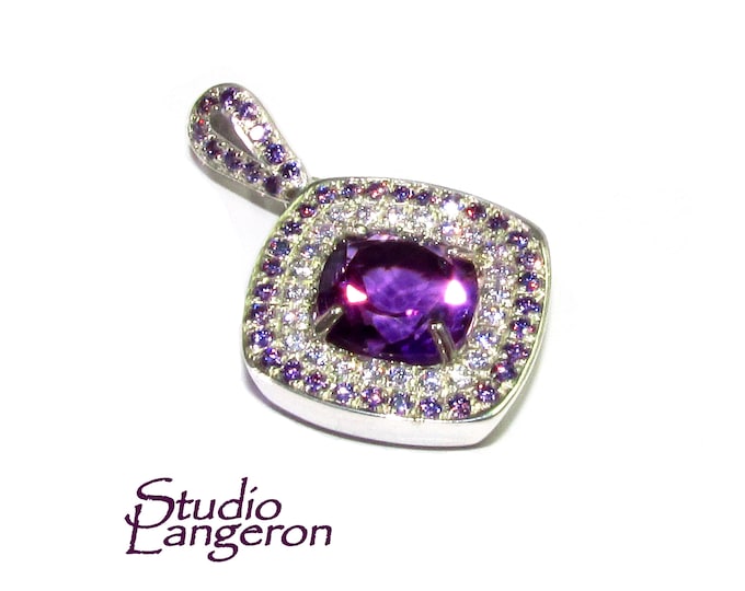 Amethyst and white topaz pendant 925 sterling silver size 1.9x1.9 cm, Handmade pendant, single copy, Amethyst, White topaz, Pendant gift