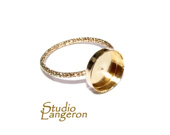 14K Yellow gold filled decorative blank ring with bezel cup 10mm size 4 - 11, Base ring, Bezel cup, Setting, Jewelry making - 1 piece