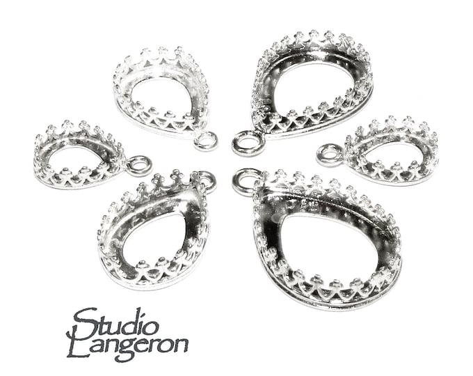 925 Sterling Silver Pear Bezel Cups size 7x10, 8x10, 10x14, 13x18, 18x25 mm, Pear bezel cup, bezel cup, Setting, Jewelry making - 1 piece