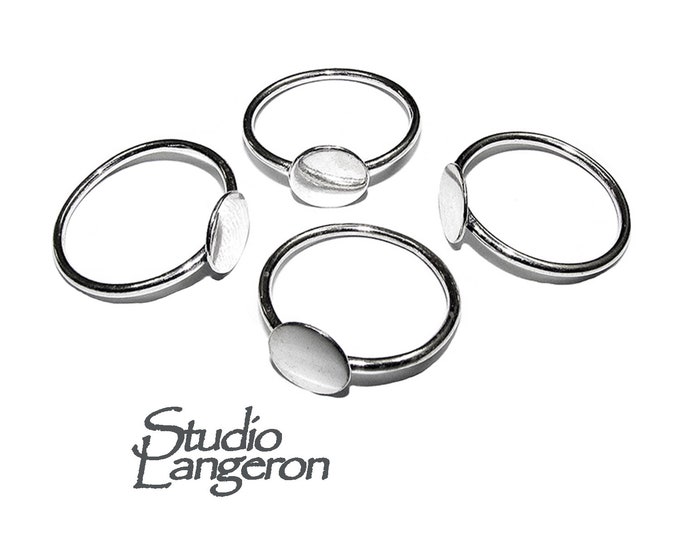 925 sterling silver blank ring with platforms 8 mm for gluing size 5, 6, 7, 8, silver ring, base ring, Jewelry making, setting - 1 piece