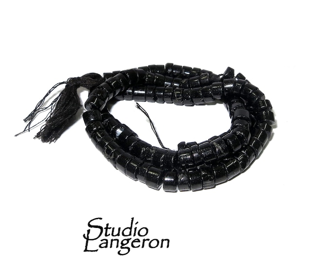 SALE!  Natural Black Spinel Heishi Disc Beads 5mm 1 strand 35cm (14 inch) long, Natural  Spinel, Jewelry making - 1 strand
