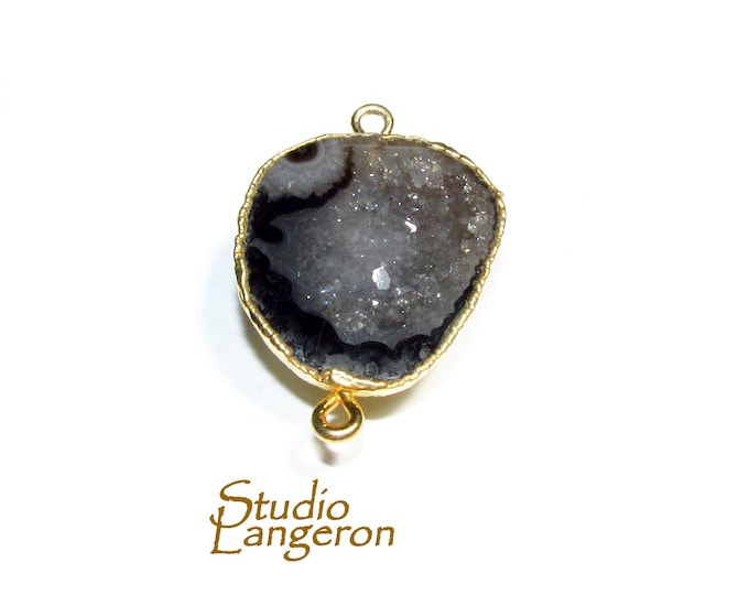 SALE!  Agate druse connector size 21x19mm, Natural agate, Natural Gemstone, Jewelry making - 1 piece