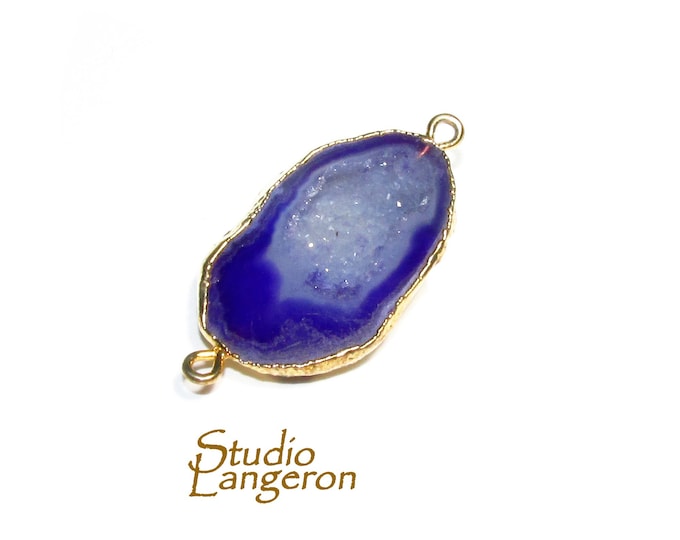 SALE!  Agate druse connector size 26x18mm, Natural agate, Natural Gemstone, Jewelry making - 1 piece