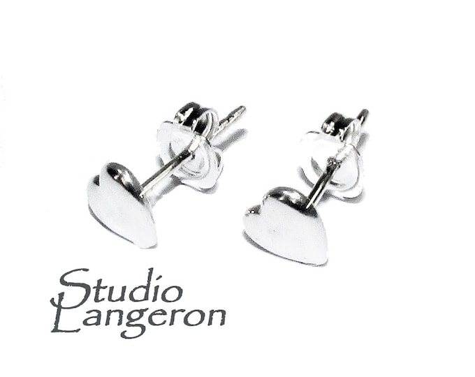 925 Sterling Silver Small Heart Post Earrings, Earring Backs Included, Earring components, Earring, Earring Heart post - 1 pair (2 pieces)