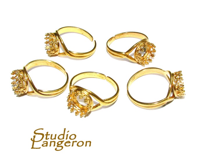14K Yellow gold filled open blank ring with bezel cup 8 mm, base ring, Setting, bezel cup, jewelry making, ring gold filled - 1 piece