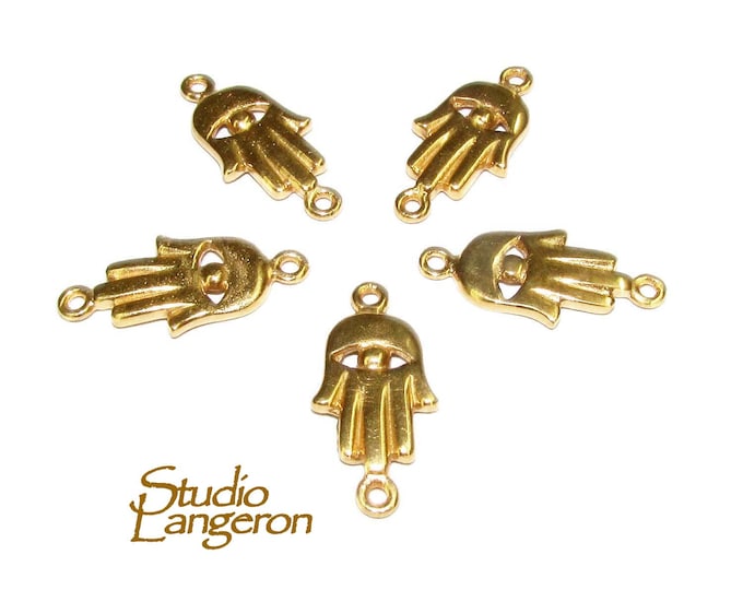 14K Gold filled small connector hamsa size 18x9 mm, gold filled link, Jewelry making, Gold filled, Jewelry link connector hamsa - 1 piece