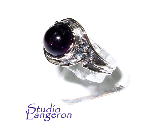 Amethyst ring 925 sterling silver, size 6 1/2, Handmade ring, single copy, 925 sterling silver, Natural amethyst, silver ring, gemstone