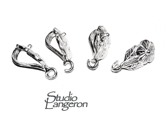 925 Sterling silver decorative Pendant Bails with loop, silver Bail, Jewelry making, Bail finding, bail for pendant - 1 piece