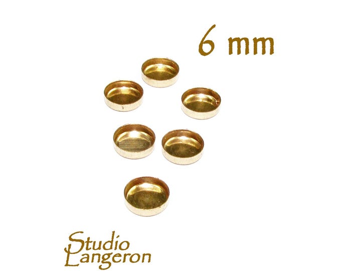 14K Yellow Gold Filled Round Bezel Cups 6.0mm - 5 pcs