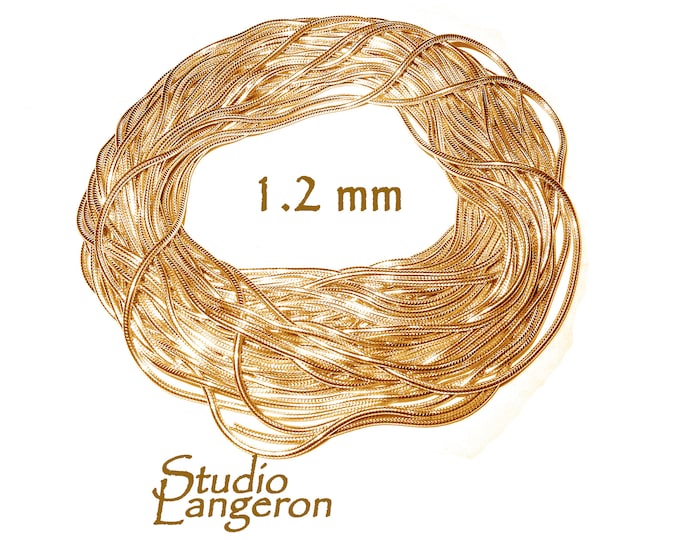14K solid gold beading snake chain thickness 1.2 mm, beading chain, 14K gold chain, Jewelry making, beading chain, 14K gold - 1 Ft (30 cm)