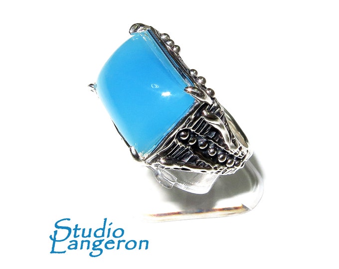 Blue chalcedony ring 925 sterling silver size 7, Handmade ring, single copy, 925 sterling silver, Blue chalcedony, silver ring, gemstone