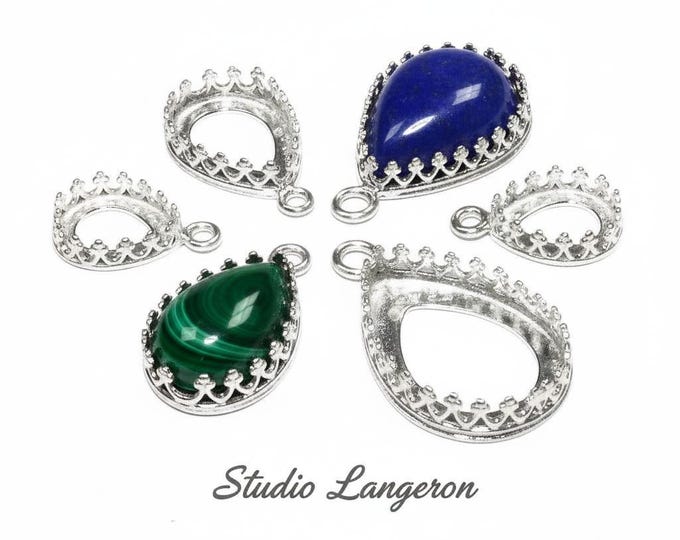 925 Sterling Silver Pear Bezel Cups size 7x10, 8x10, 10x14, 13x18, 18x25 mm, Pear bezel cup, bezel cup, Setting, Jewelry making - 1 piece