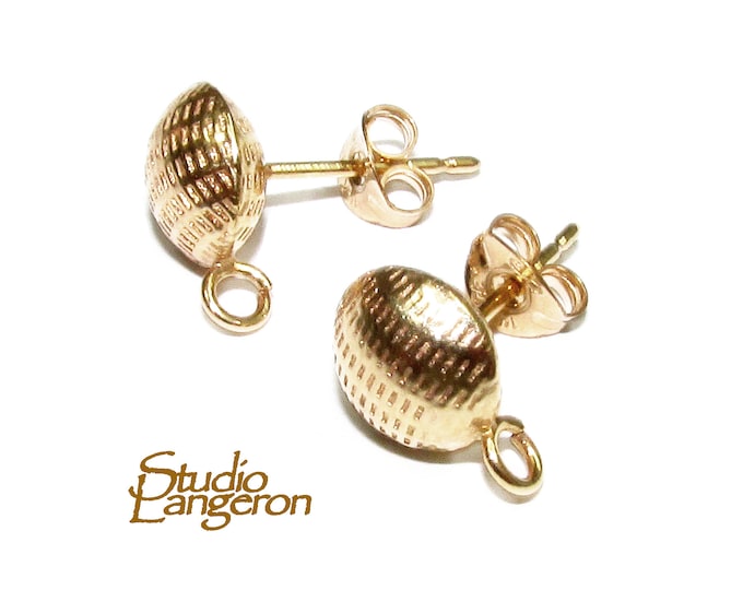14K Gold Filled Hollow Button Post Earrings size 8 mm with Open Ring, Jewelry making, Gold filled, earring button post - 1 pair (2 pieces)