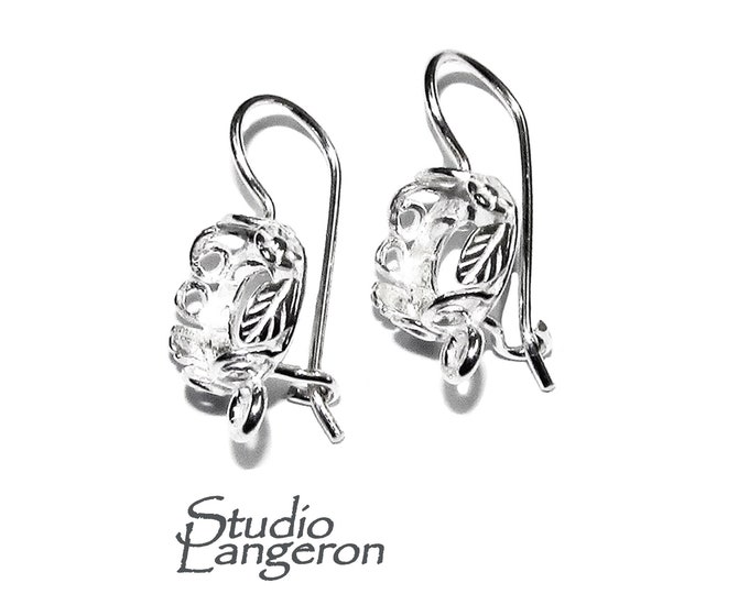 8 mm 925 sterling silver blank earrings with bezel cup and closed ring, Jewelry making, Setting, bezel cup, base earrings - 1 pair (2 piece)