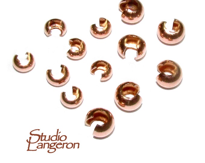 14K Rose Gold filled Crimp Beads size 3, 4 mm, Gold filled crimp beads, Jewelry making, Gold filled findings, Gold filled beads - 1 piece