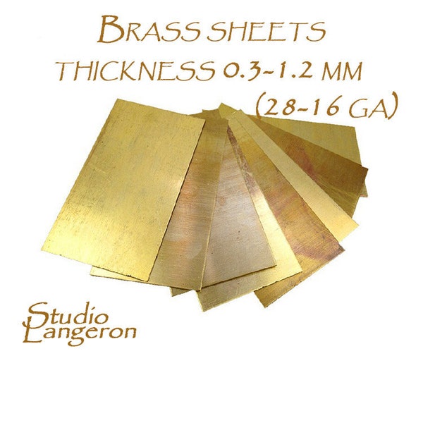 Natural brass sheets Thickness from 0.3 to 1.2 mm size 10x10 and 20x20 cm, Natural brass, brass, Brass plates, Sheets - 1 piece