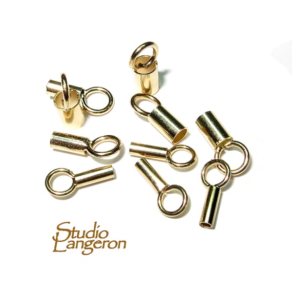 14K Solid Gold Tube End Caps Size 1.0 1.6 2.1 2.6 3.2 3.6