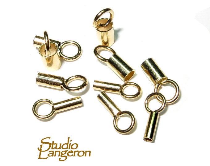14K solid gold Tube End Caps size 1.0, 1.6, 2.1, 2.6, 3.2, 3.6, 4.5 mm, 14K Gold end caps, Jewelry making, Solid gold - 1 pair (2 piece)