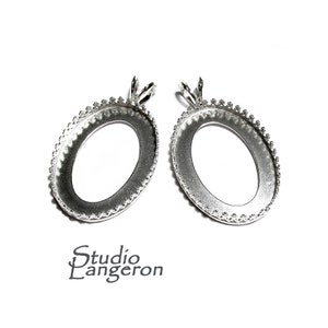 22x30 mm size 925 Sterling Silver blank pendant, Bezel cup, Jewelry making, Setting, Oval bezel cup, Base pendant, Silver pendant - 1 piece