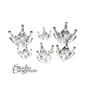 925 Sterling Silver Round 4-Prong butterfly Settings size 5, 6, 8, 10, mm, Silver round prong setting, Jewelry making,  Settings - 1 piece