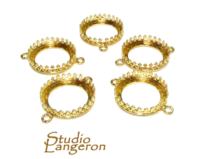18 mm size 14K Yellow gold filled Round Bezel Cup with two rings, Bezel cup, Setting, Gold Filled bezel cup, Jewelry making - 1 piece