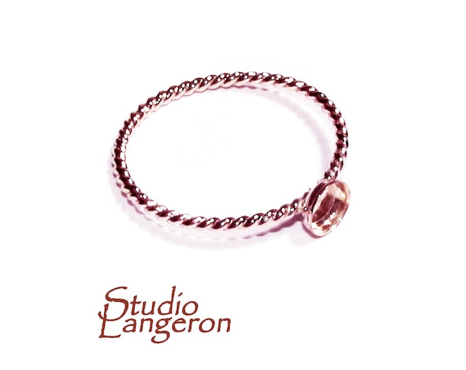 14K Rose gold filled twisted blank ring with bezel cup 4mm size 4, 5, 6, 7, 8, 9, 10, Jewelry making, Mounting ring, bezel cup - 1 piece