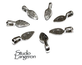 925 Sterling silver large Glue-on Flat Pad Pendant Bails, sterling silver Bail, Bail silver, Jewelry making, Glue-on bail, Bail - 1 piece