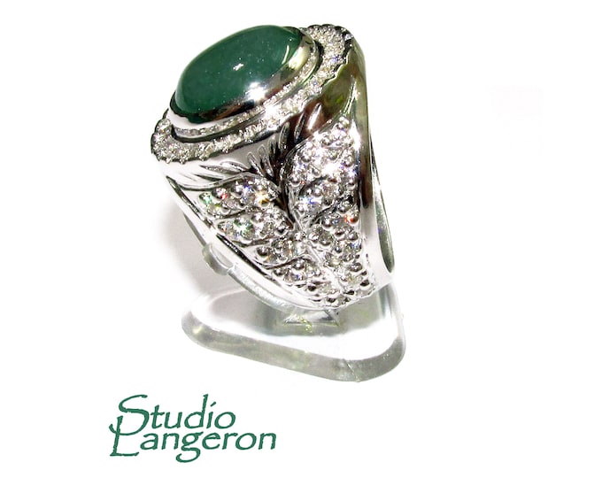 Chrysoprase ring 925 sterling silver size 9, handmade ring, single copy, Cocktail ring, Statement Ring, Chrysoprase, silver ring, gemstone