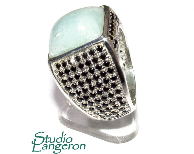 Amazonite man handmade ring 925 sterling silver size 9 1/2, single copy, sterling silver, natural Amazonite, man ring, Handmade ring