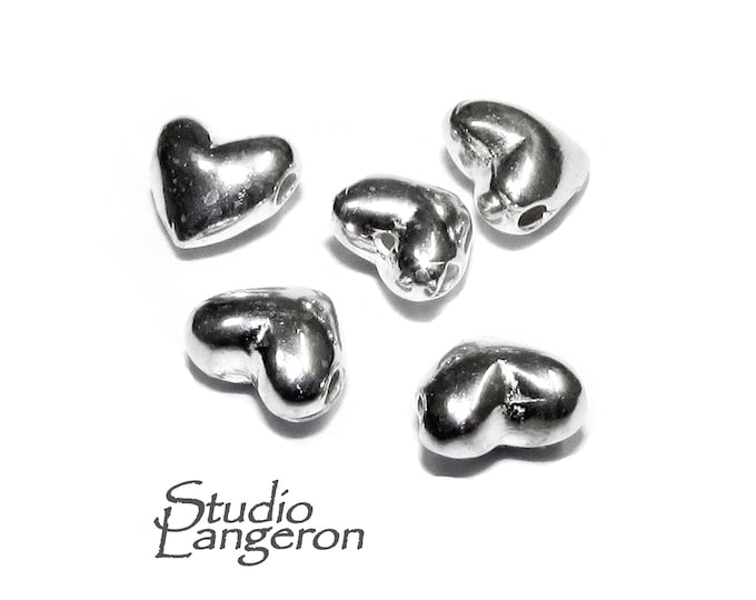 925 Sterling silver Heart flat beads size 5.2x3.2 mm, Flat beads, Beads for bracelets, 925 Silver beads, Jewelry making, Beads - 1 piece