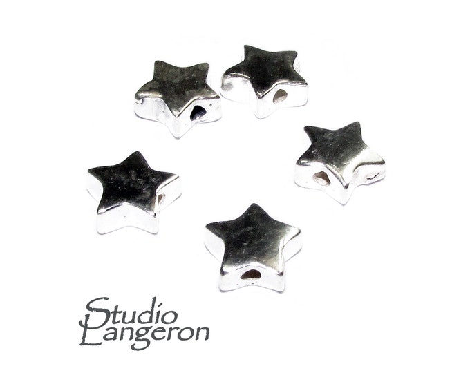 925 Sterling silver flat star beads for bracelet size 6.7x2.5 mm, Flat beads, Jewelry making,  Silver beads, Beads for bracelet - 1 piece