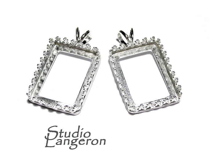 925 Sterling Silver Rectangular Blank Pendant size 13x18 mm, Bezel cup, Setting, Jewelry making, Base Pendant, Sterling silver - 1 piece