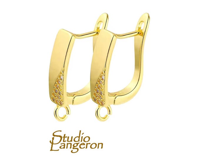 14K Yellow Gold Filled Lever-Back Ear Wire with Open Ring size 10x20 mm, Jewelry making, Lever Back earrings, Gold Filled - 1 pair (2 piece)