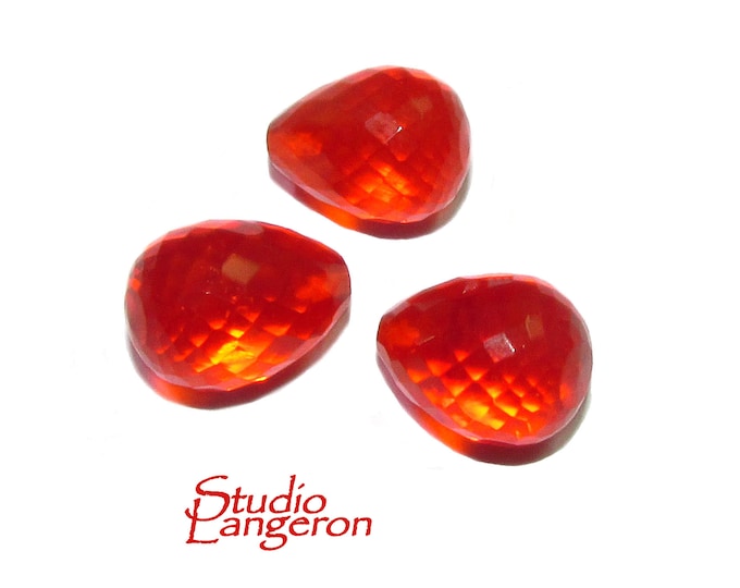 Natural Hessonite Teardrop faceted Beads size 13x10 mm, Hessonite Gemstone, Jewelry making, Natural Gemstone Teardrop beads - 1 piece