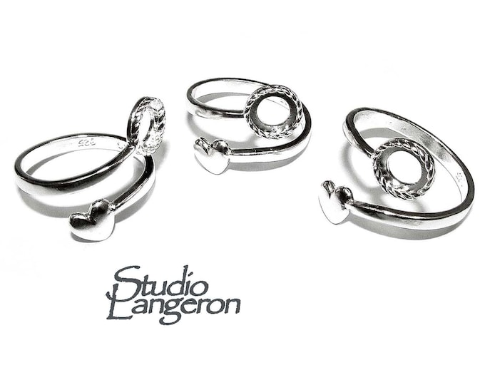 925 sterling silver open blank ring with bezel cup 6 mm, bezel cup, silver ring, base ring, Jewelry making, Setting, Ring - 1 piece