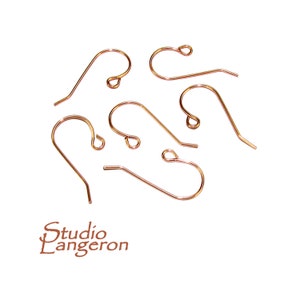 Gancho para pendientes con argolla, chapado en oro rosa de 14 quilates, pendientes chapados en oro, chapado en oro de 14 quilates, fabricación de joyas - 1 par (2 piezas)