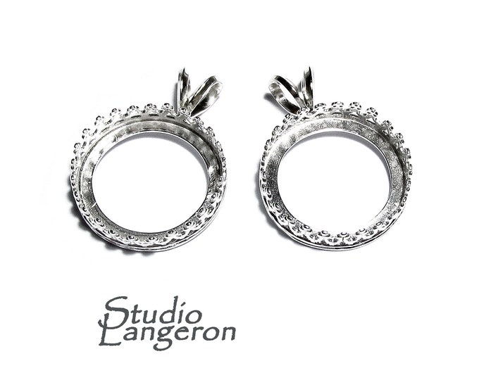 16 mm size 925 Sterling Silver blank pendant, Bezel cup, Jewelry making, Setting, Round bezel cup, Base pendant, Silver pendant - 1 piece