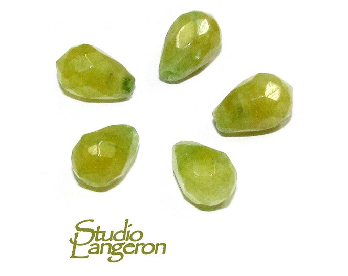 Natural jade Teardrop faceted half drilled Beads size 10x6 mm, Natural jade beads, Matched Half Drilled Beads, Jewelry making - 1 piece