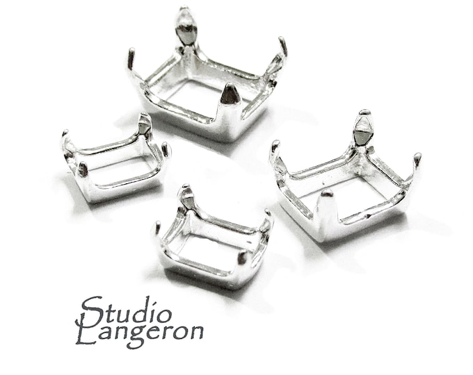 925 Sterling Silver octagon 4-Prong Settings different sizes, Octagon setting, Prong Settings, Bezel cups, Jewelry making - 1 piece