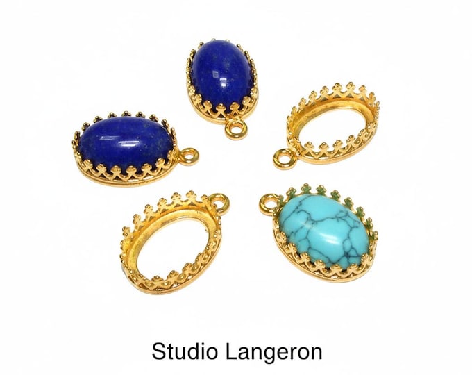 10x14 mm 14K Yellow gold filled Oval Bezel Cup, Bezel cup, Setting, Oval bezel cup, Jewelry making, Gold Filled, Blank Pendant - 1 piece