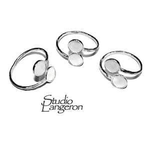 925 sterling silver open blank ring with a two bezel cups for cabochon 6 mm, silver ring, base ring, silver ring, jewelry making - 1 piece