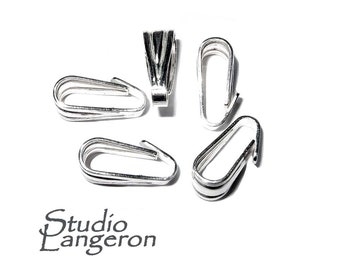 925 Sterling silver large Snap-On Pendant Bail size 10.5x4.0 mm, sterling silver Bail, Silver bail, Jewelry making, Bail findings - 1 piece