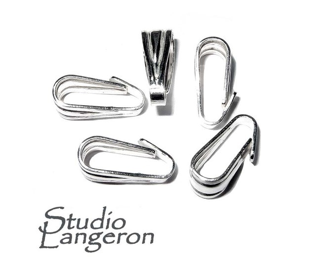 925 Sterling silver large Snap-On Pendant Bail size 10.5x4.0 mm, sterling silver Bail, Silver bail, Jewelry making, Bail findings - 1 piece