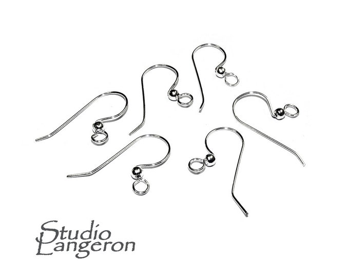 925 Sterling Silver Ear Wire with Loop and Bead, Silver earrings, Ear wire, Jewelry making, Earring components, Earrings - 1 pair (2 pieces)