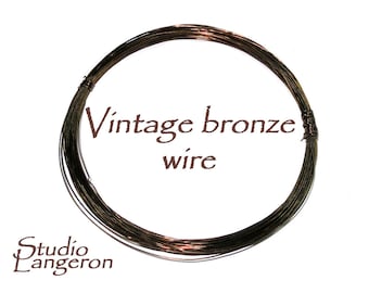Vintage bronze jewelry wire Half-Hard thickness 28, 26, 24, 22, 20, 18 GA, Jewelry making, Vintage bronze wire, Bronze – 1 meter (3.30 ft)