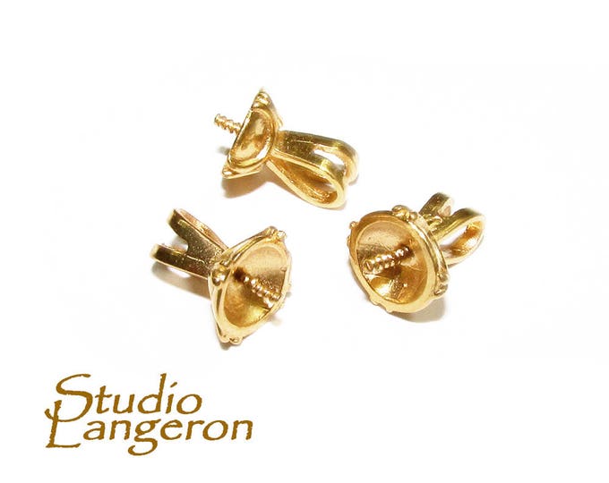 14K Yellow Gold Filled Small Screw Eye Pearl Component Mounting, gold filled, bead caps, Jewelry making, Gold filled bead caps - 1 piece