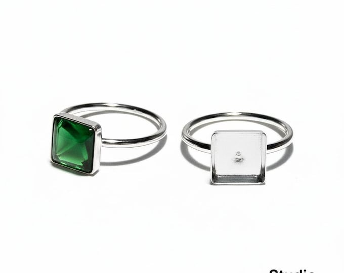 925 sterling silver blank ring with bezel cup 8x8mm size 4, 5, 6, 7, 8, 9, 10, 11, silver ring, bezel cup, setting, base ring - 1 piece