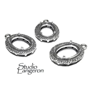 925 sterling silver blank pendant with setting 10х14 mm, pendant silver, base pendant, bezel cup, blank pendant, setting silver - 1 piece